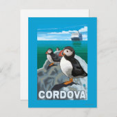 Puffins & Cruise Ship - Cordova, Alaska Briefkaart (Voorkant / Achterkant)