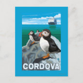 Puffins & Cruise Ship - Cordova, Alaska Briefkaart (Voorkant)