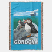 Puffins & Cruise Ship - Cordova, Alaska Deken (Voorkant Verticaal)