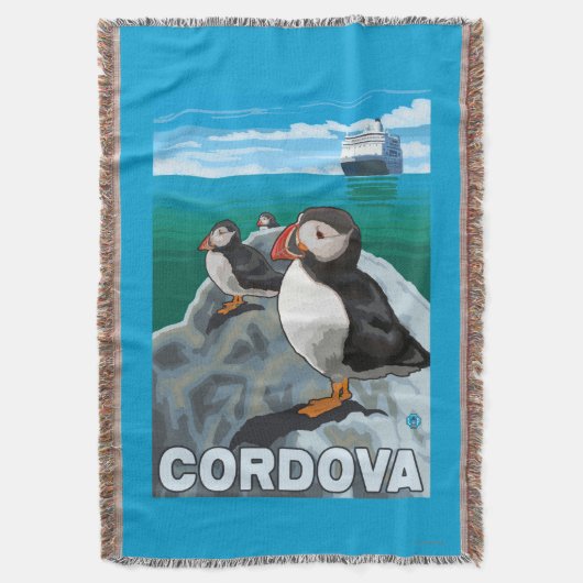 Puffins & Cruise Ship - Cordova, Alaska Deken (Voorkant Verticaal)