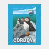 Puffins & Cruise Ship - Cordova, Alaska Fleece Deken (Voorkant)