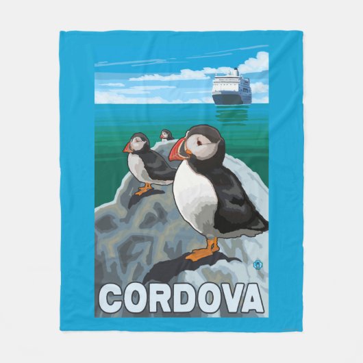 Puffins & Cruise Ship - Cordova, Alaska Fleece Deken (Voorkant)