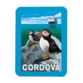 Puffins & Cruise Ship - Cordova, Alaska Magneet (Verticaal)