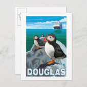Puffins & Cruise Ship - Douglas, Alaska Briefkaart (Voorkant / Achterkant)