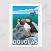 Puffins & Cruise Ship - Douglas, Alaska Briefkaart (Voorkant)