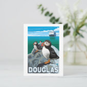 Puffins & Cruise Ship - Douglas, Alaska Briefkaart (Staand voorkant)