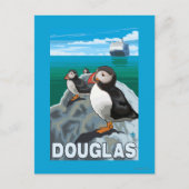Puffins & Cruise Ship - Douglas, Alaska Briefkaart (Voorkant)