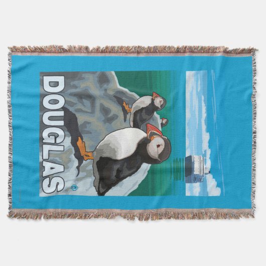 Puffins & Cruise Ship - Douglas, Alaska Deken (Voorkant)