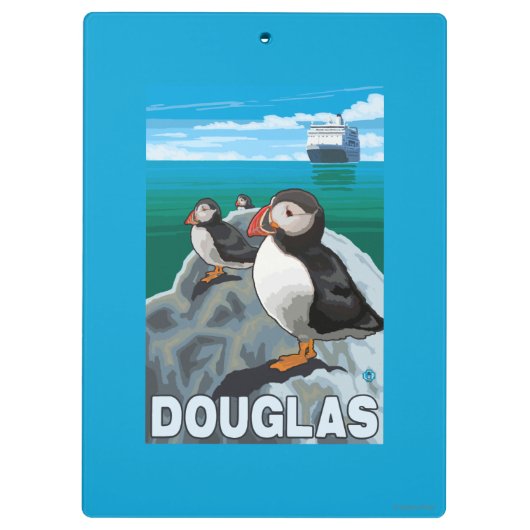 Puffins & Cruise Ship - Douglas, Alaska Klembord (Achterkant)