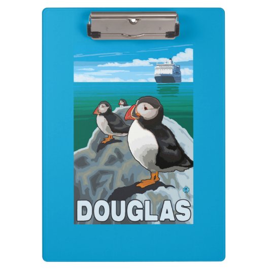Puffins & Cruise Ship - Douglas, Alaska Klembord (Voorkant)