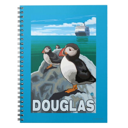 Puffins & Cruise Ship - Douglas, Alaska Notitieboek (Voorkant)