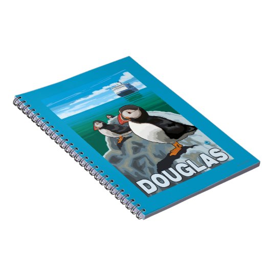 Puffins & Cruise Ship - Douglas, Alaska Notitieboek (Rechterzijde)