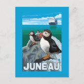 Puffins & Cruise Ship - Juneau, Alaska Briefkaart (Voorkant)