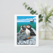 Puffins & Cruise Ship - Juneau, Alaska Briefkaart (Staand voorkant)