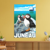 Puffins & Cruise Ship - Juneau, Alaska Canvas Afdruk (Insitu (Woonkamer))