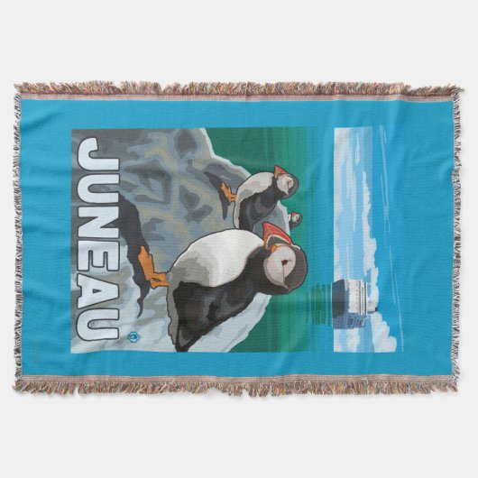 Puffins & Cruise Ship - Juneau, Alaska Deken (Voorkant)