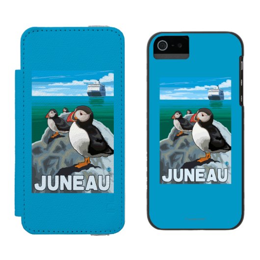 Puffins & Cruise Ship - Juneau, Alaska Incipio iPhone Portemonnee Hoesje (Naast elkaar)