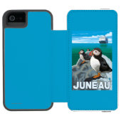 Puffins & Cruise Ship - Juneau, Alaska Incipio iPhone Portemonnee Hoesje (Agenda Open)