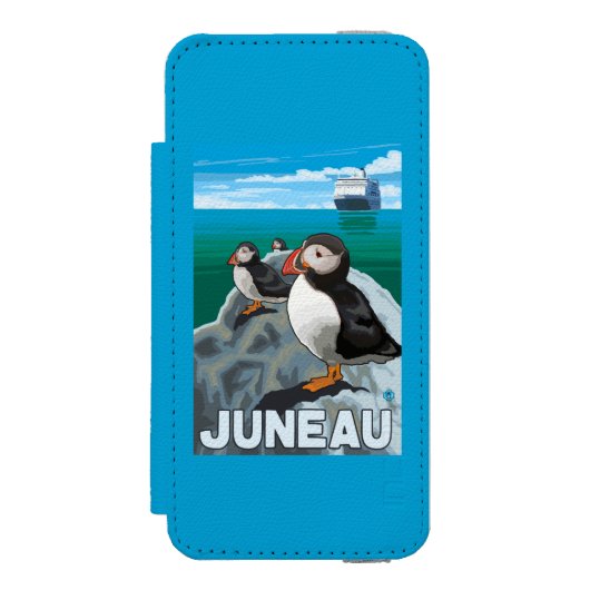Puffins & Cruise Ship - Juneau, Alaska Incipio iPhone Portemonnee Hoesje (Voorkant Agenda)
