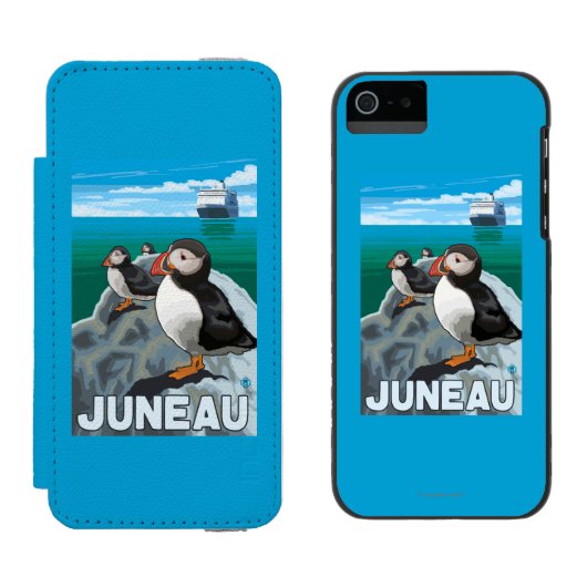 Puffins & Cruise Ship - Juneau, Alaska Incipio iPhone Portemonnee Hoesje (Naast elkaar)