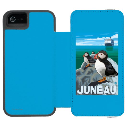 Puffins & Cruise Ship - Juneau, Alaska Incipio iPhone Portemonnee Hoesje (Agenda Open)