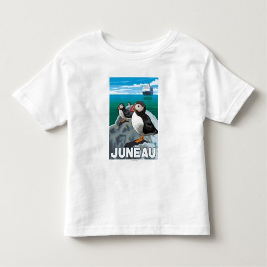 Puffins & Cruise Ship - Juneau, Alaska Kinder Shirts (Voorkant)