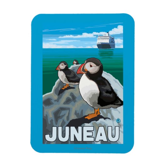 Puffins & Cruise Ship - Juneau, Alaska Magneet (Verticaal)