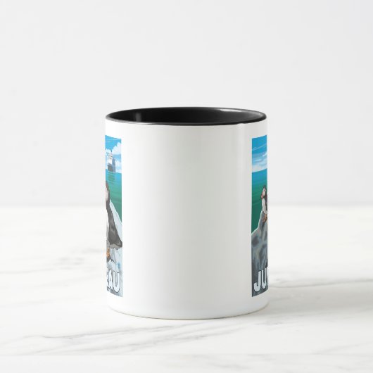 Puffins & Cruise Ship - Juneau, Alaska Mok (Midden)