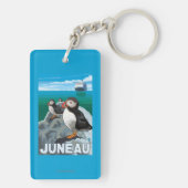 Puffins & Cruise Ship - Juneau, Alaska Sleutelhanger (achterkant)