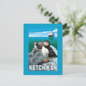 Puffins & Cruise Ship - Ketchikan, Alaska Briefkaart (Staand voorkant)
