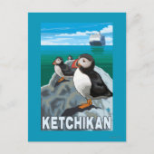 Puffins & Cruise Ship - Ketchikan, Alaska Briefkaart (Voorkant)