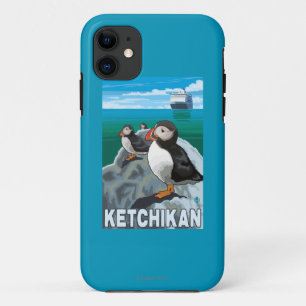 Puffins & Cruise Ship - Ketchikan, Alaska iPhone 11 Hoesje