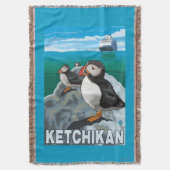 Puffins & Cruise Ship - Ketchikan, Alaska Deken (Voorkant Verticaal)