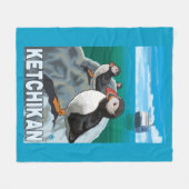 Puffins & Cruise Ship - Ketchikan, Alaska Fleece Deken (Voorkant (Horizontaal))
