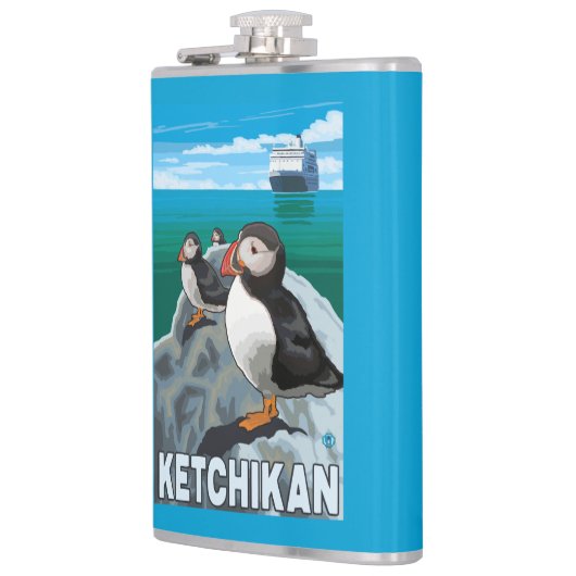 Puffins & Cruise Ship - Ketchikan, Alaska Heupfles (Links)