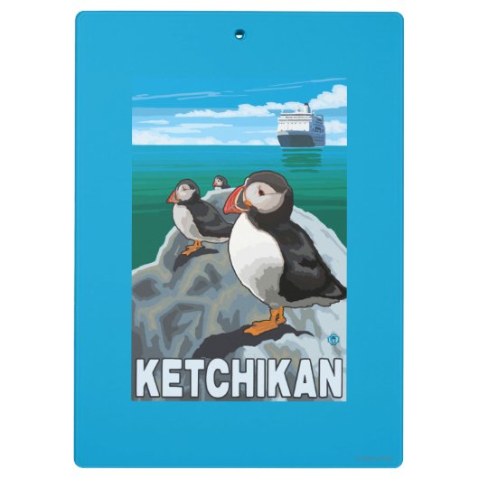 Puffins & Cruise Ship - Ketchikan, Alaska Klembord (Achterkant)
