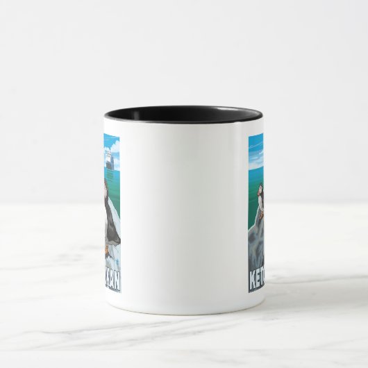 Puffins & Cruise Ship - Ketchikan, Alaska Mok (Midden)