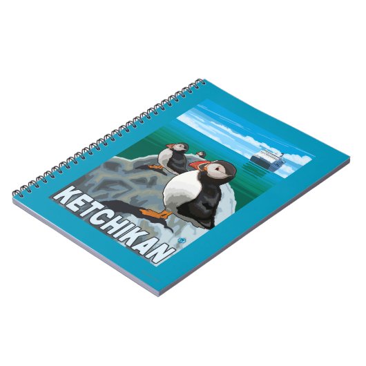 Puffins & Cruise Ship - Ketchikan, Alaska Notitieboek (Linkerzijde)