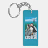 Puffins & Cruise Ship - Ketchikan, Alaska Sleutelhanger (Voorkant Links)
