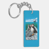 Puffins & Cruise Ship - Ketchikan, Alaska Sleutelhanger (Voorkant Links)