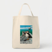 Puffins & Cruise Ship - Ketchikan, Alaska Tote Bag (Voorkant)