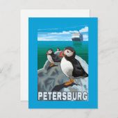 Puffins & Cruise Ship - Petersburg, Alaska Briefkaart (Voorkant / Achterkant)