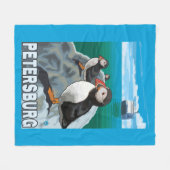 Puffins & Cruise Ship - Petersburg, Alaska Fleece Deken (Voorkant (Horizontaal))