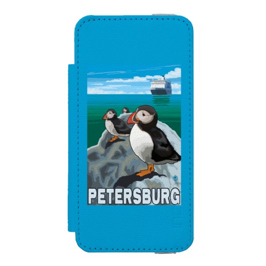 Puffins & Cruise Ship - Petersburg, Alaska Incipio iPhone Portemonnee Hoesje (Voorkant Agenda)
