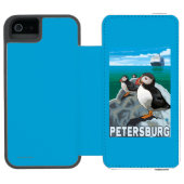 Puffins & Cruise Ship - Petersburg, Alaska Incipio iPhone Portemonnee Hoesje (Agenda Open)