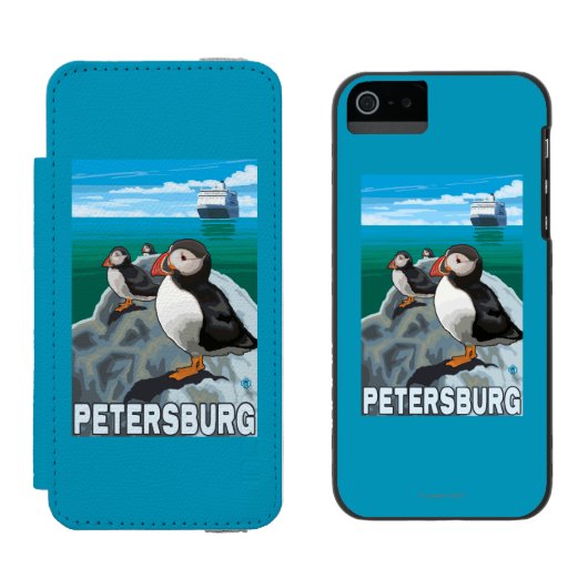 Puffins & Cruise Ship - Petersburg, Alaska Incipio iPhone Portemonnee Hoesje (Naast elkaar)