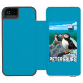 Puffins & Cruise Ship - Petersburg, Alaska Incipio iPhone Portemonnee Hoesje (Agenda Open)