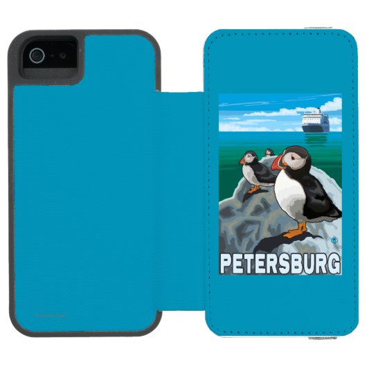 Puffins & Cruise Ship - Petersburg, Alaska Incipio iPhone Portemonnee Hoesje (Agenda Open)