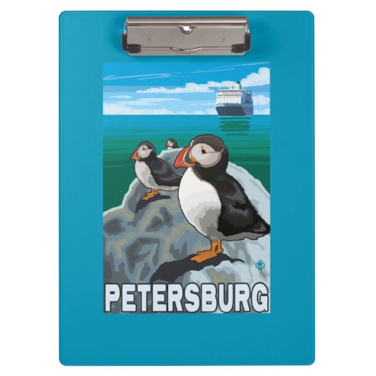 Puffins & Cruise Ship - Petersburg, Alaska Klembord (Voorkant)