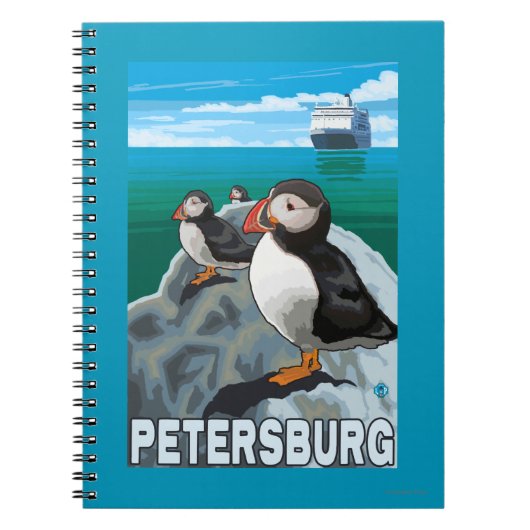 Puffins & Cruise Ship - Petersburg, Alaska Notitieboek (Voorkant)